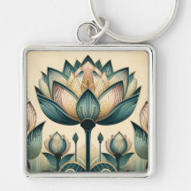 Art Deco Lotus-nyckelkedja
