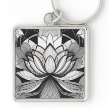 Art Deco Lotus Nyckelring