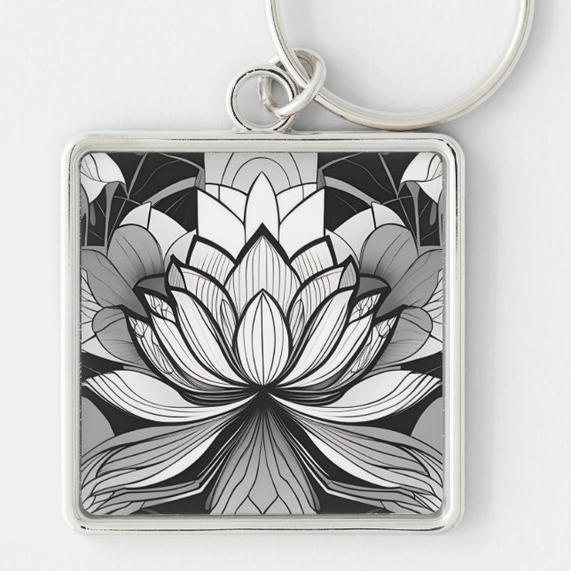 Art Deco Lotus Nyckelring (Framsidan)