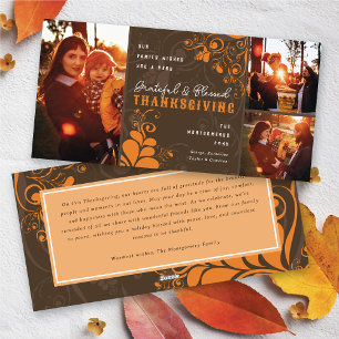 Art Deco Löv Swirls Happy thanksgiving 3 Photo Julkort