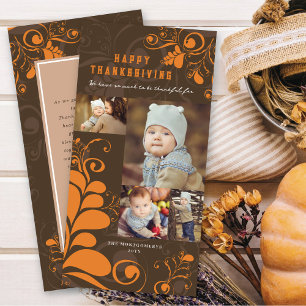 Art Deco Löv Swirls Happy thanksgiving 4 Photo Julkort