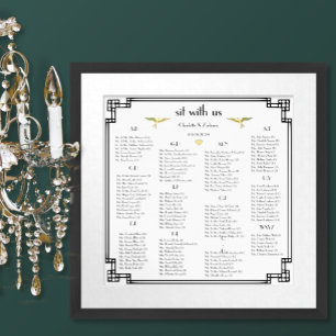 Art Deco Love Bird Old Money Anpassningsbar Färg B Poster