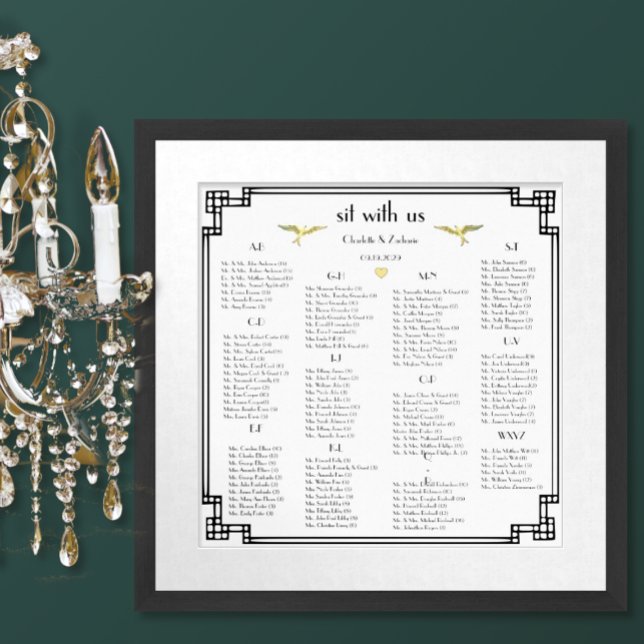 Art Deco Love Bird Old Money Anpassningsbar Färg B Poster (Skapare uppladdad)