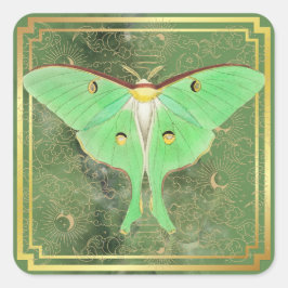 Art Deco Luna Moth Fyrkantigt Klistermärke