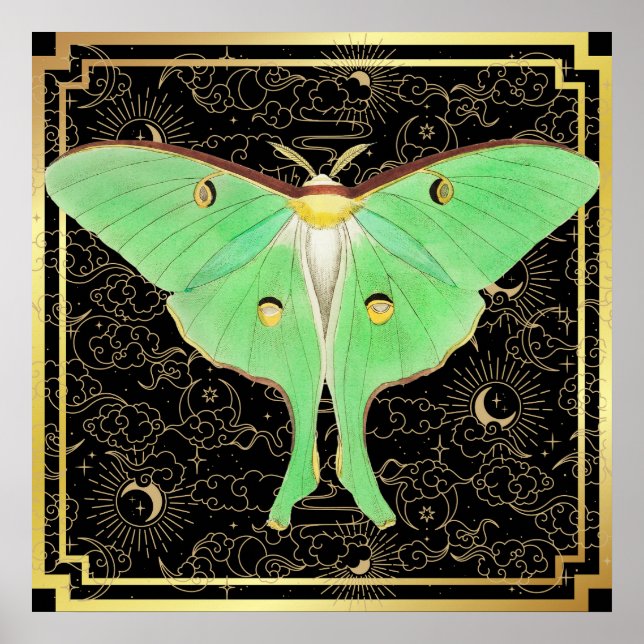 Art Deco Luna Moth Poster (Framsidan)