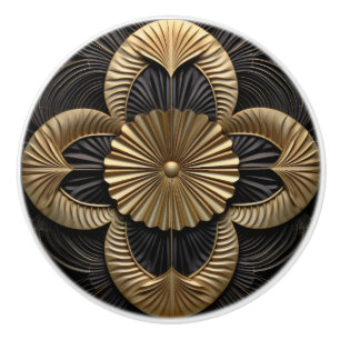Art Deco Luxury Black och Guld Knopp