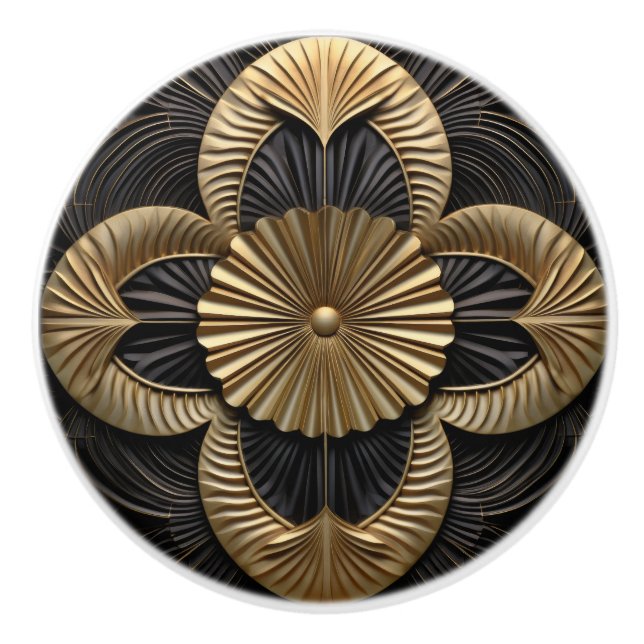 Art Deco Luxury Black och Guld Knopp (Framsidan)