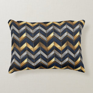 "Art Deco Luxury Design: Guld, Silver och Blue Prydnadskudde