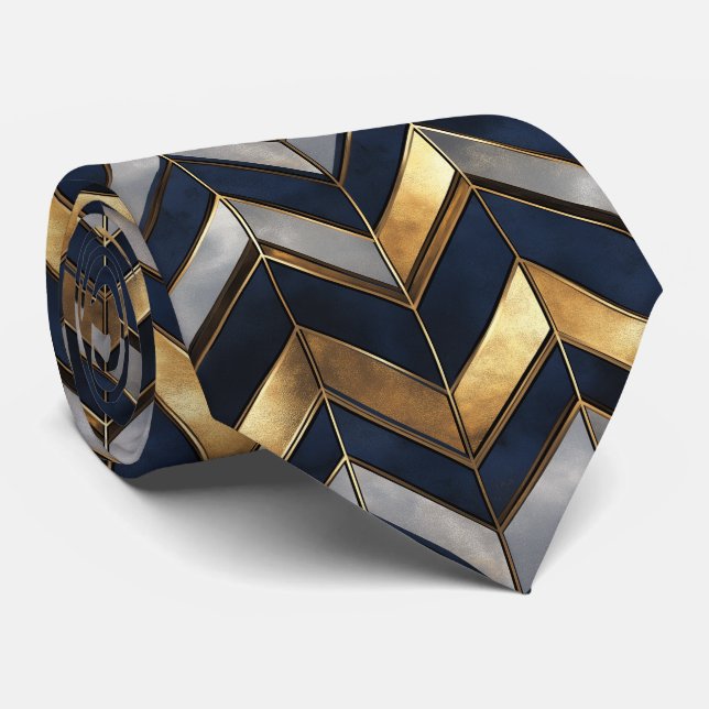 "Art Deco Luxury Design: Guld, Silver och Blue Slips (Rullad)