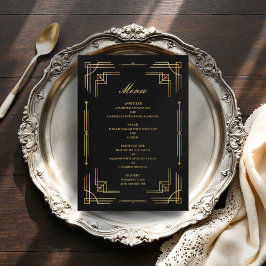 Art Deco Luxury Modern Bröllop Menu Meny