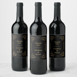 Art Deco-lyxetikett för svart elegant vin Vinflaska Etikett