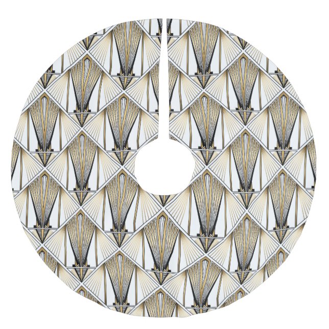 Art Deco, lyxigt guldmotiv Julgransmatta Borstad Polyester (Framsidan)
