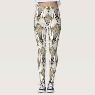 Art Deco, lyxmotif guld Leggings