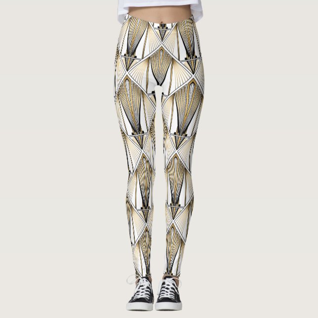 Art Deco, lyxmotif guld Leggings (Framsida)