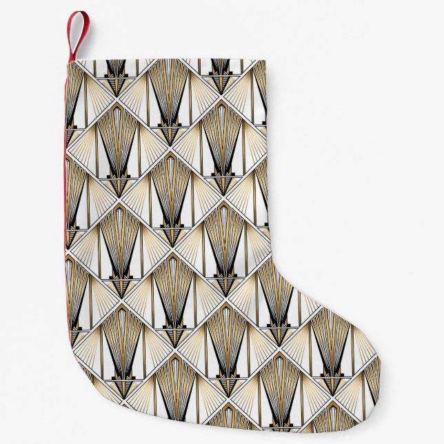Art Deco, lyxmotif guld Liten Julstrumpa (Framsidan)