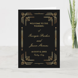 Art deco lyxur golden bröllopsprogram program