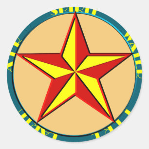 Art Deco Magic Pentagram 1930-talet Färg Runt Klistermärke