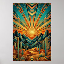 Art Deco Majestic Mesa Affisch - Geometrisk Öken