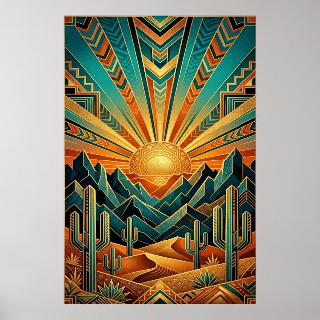 Art Deco Majestic Mesa Poster - Geometric Desert (Framsidan)