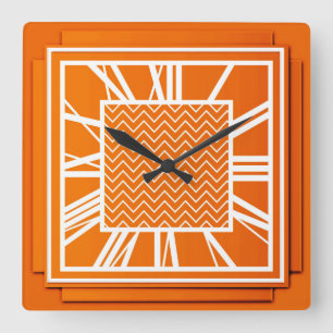 Art déco mandarinorange fyrkantig klocka