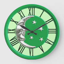 Art Deco Måne och Stars - Jade Grönt och Silver