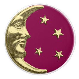 Art Deco Måne och stjärnor - Burgundy och Guld Knopp