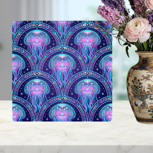 Art Deco Manet Lila Rosa Turkos Geometrisk Kakelplatta