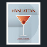 Art Deco Manhattan Poster<br><div class="desc">Denna Manhattan-illustration är en del av Classic Cocktail Collection. Ritad i en konst deco stil med de grundläggande receptingredienserna för att skapa cocktail.</div>