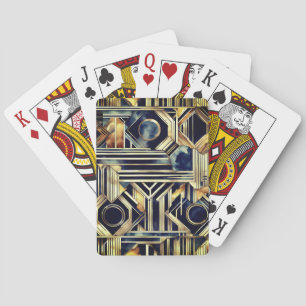 Art-deco marble Black och guld Jazzy Geometric Casinokort