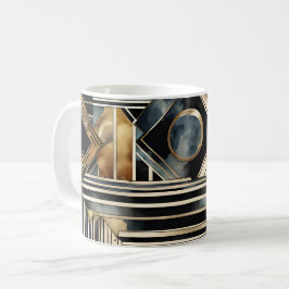 Art-deco marble Black och guld Jazzy Geometric Kaffemugg