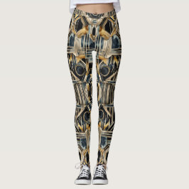 Art-deco marble Black och guld Jazzy Geometric Leggings