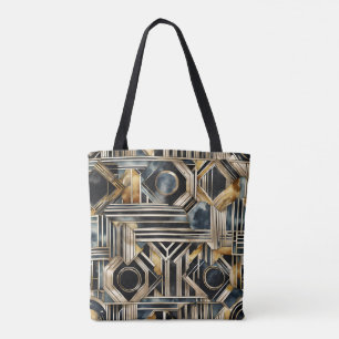 Art-deco marble Black och guld Jazzy Geometric Tygkasse