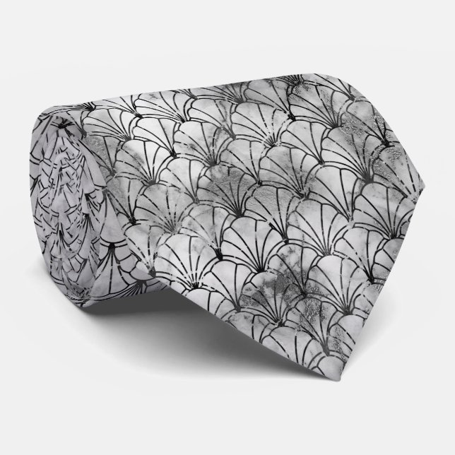 ART DECO MARBLE MONOCHROME PATTERNE TIE SLIPS (Rullad)