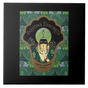 Art deco-maskerad kvinnlig vintage kakelplatta