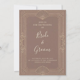 Art Deco Mauve Champagne Guld Redigerbar Bröllop Inbjudningar