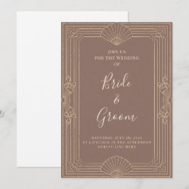 Art Deco Mauve Champagne Guld Redigerbar Bröllop Inbjudningar