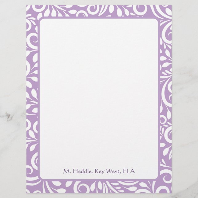 Art Deco Mauve Ornate Personlig Letterhead Brevhuvud (Framsida)