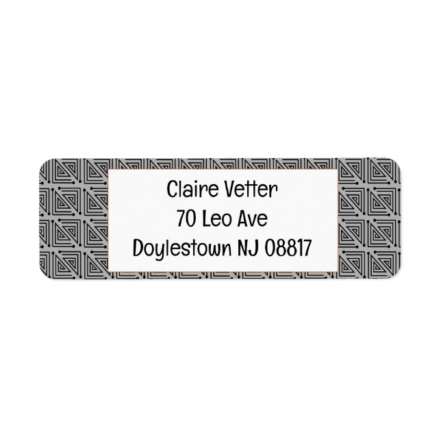 Art Deco Mazes Returadress Etikett (Framsidan)