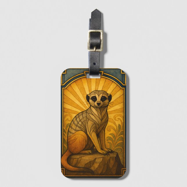 Art Deco Meerkat Illustration Bagagebricka (Framsida vertikal)