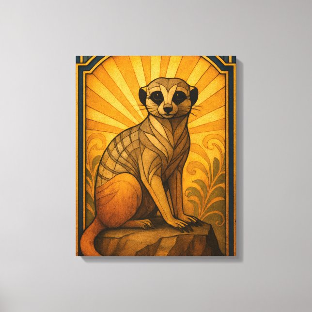 Art Deco Meerkat Illustration Canvastryck (Framsida)
