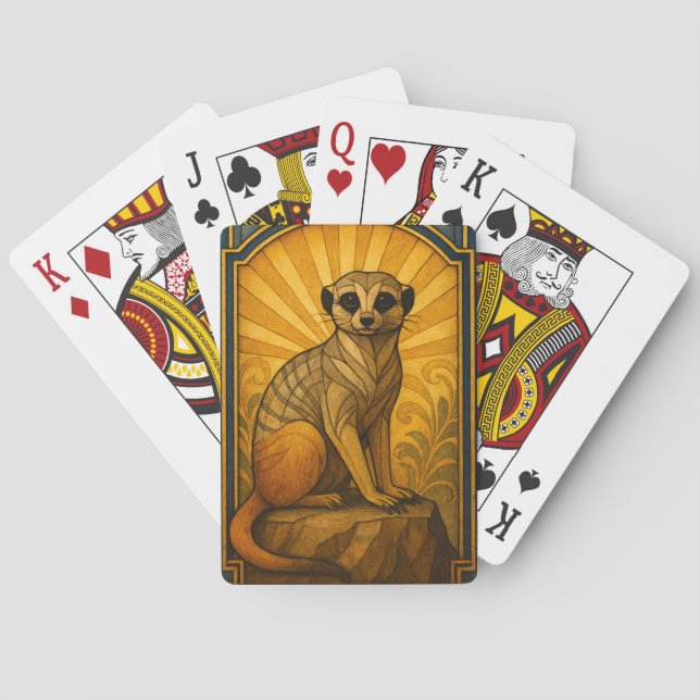 Art Deco Meerkat Illustration Casinokort (Baksidan)