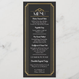 Art Deco Menu Guld Black Wedding Reception Inbjudningar