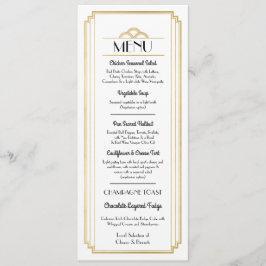 Art Deco Menu Guld White Wedding Reception Inbjudningar