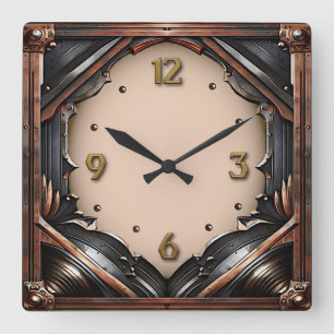 Art Deco Metall Fyrkantig Klocka