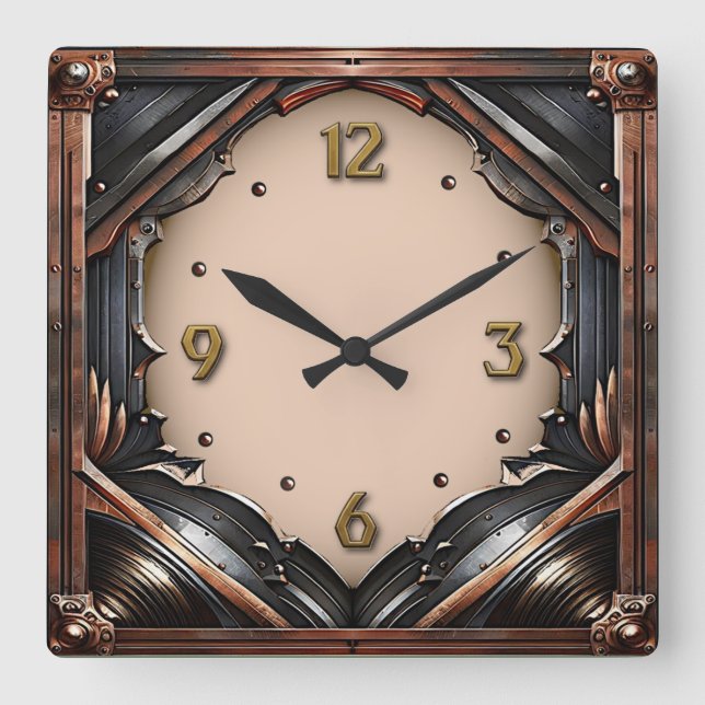 Art Deco Metall  Fyrkantig Klocka (Framsida)