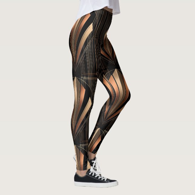 Art Deco Metallic Geometric Elegance Leggings (Höger)