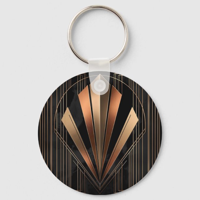 Art Deco Metallic Geometric Elegance Nyckelring (Framsida)