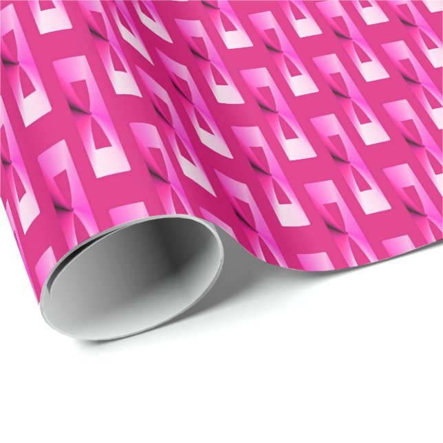 Art Deco Metallic Geometric - Fuchsia Rosa Presentpapper (Rullad Hörn)