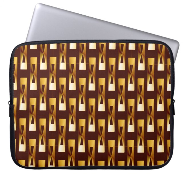 Art Deco Metallic Geometric - Guld och Chocolate Laptop Sleeve (Framsidan)