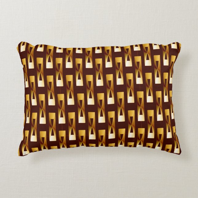Art Deco Metallic Geometric - Guld och Chocolate Prydnadskudde (Framsidan)